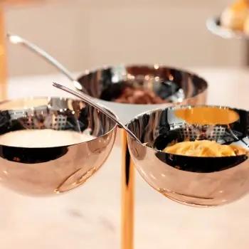 Designer Gold and Stainless Steel Rondelli Triple Snack / Fruit Holder