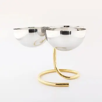 Designer Gold and Stainless Steel Rondelli Triple Snack / Fruit Holder