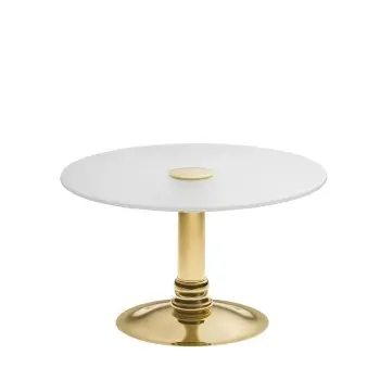 Designer Satin Gold and Stainless Steel Lecci Tall Serving Stand 37 cm