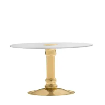 Designer Satin Gold and Stainless Steel Lecci Tall Serving Stand 37 cm