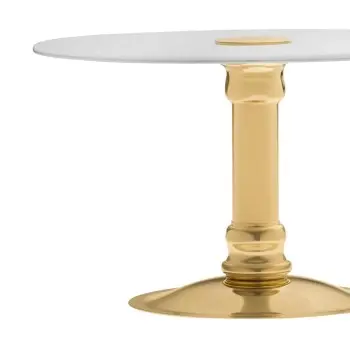 Designer Satin Gold and Stainless Steel Lecci Tall Serving Stand 37 cm