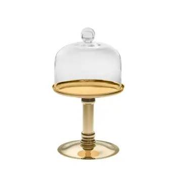 Designer Golden Plated Stainless Steel Lecci Tall Serving Stand 20 cm