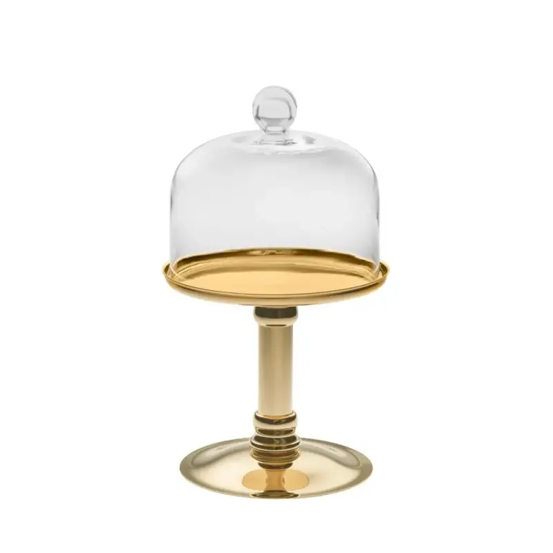 Designer Golden Plated Stainless Steel Lecci Tall Serving Stand 20 cm