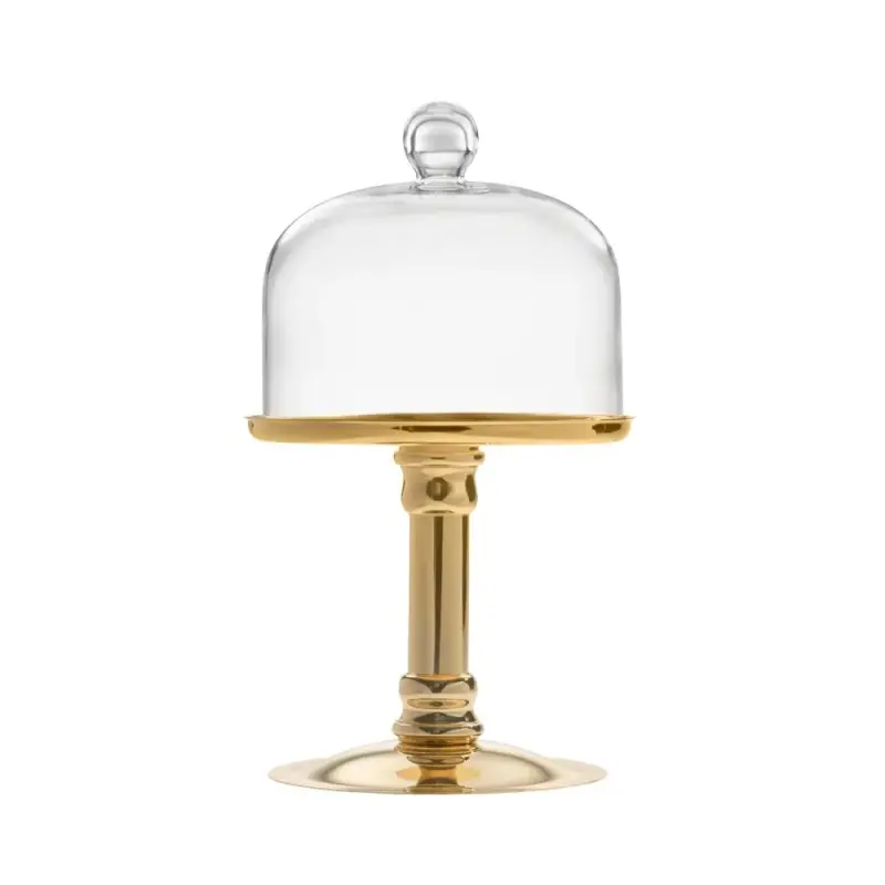Designer Golden Plated Stainless Steel Lecci Tall Serving Stand 20 cm