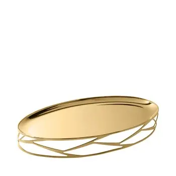 Designer Golden Plated Stainless Steel Trama Oval Centerpiece