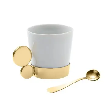 Designer Golden Plated Stainless Steel Riviera Coffee Cups - 18 pcs
