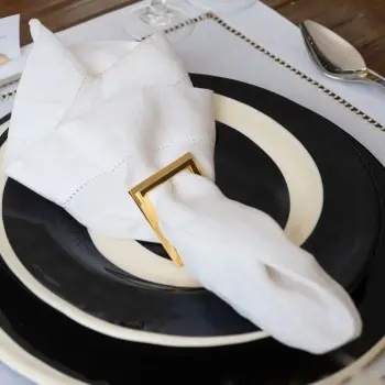 Designer Golden Plated Stainless Steel Linea Napkin Ring / Place Markers Set 6 pcs.
