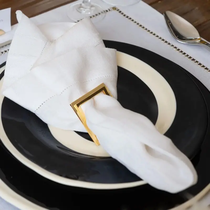 Designer Golden Plated Stainless Steel Linea Napkin Ring / Place Markers Set 6 pcs.