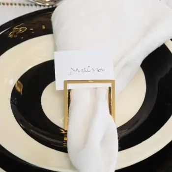 Designer Golden Plated Stainless Steel Linea Napkin Ring / Place Markers Set 6 pcs.