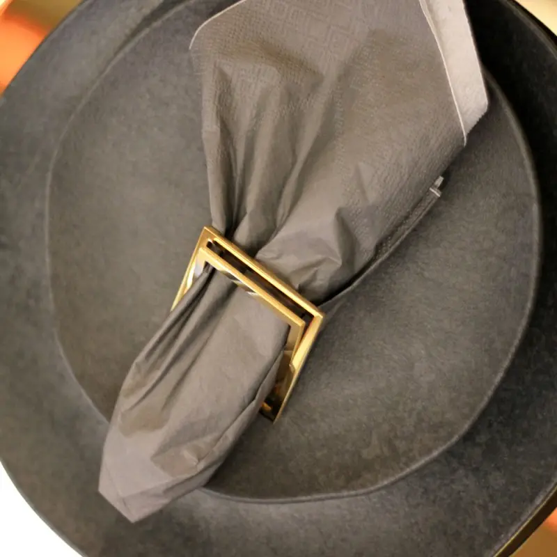 Designer Golden Plated Stainless Steel Linea Napkin Ring / Place Markers Set 6 pcs.