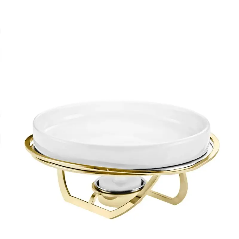 Designer Golden Plated Stainless Steel Linea Small Brie Cheese Rechaud with Knife Designer Golden Plated Stainless Steel Linea Small Brie Cheese Rechaud with Knife