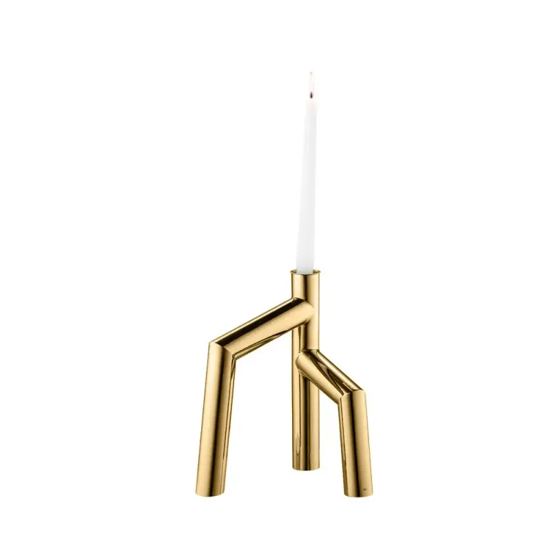 Designer Golden Plated Stainless Steel Escora Candlestick Designer Golden Plated Stainless Steel Escora Candlestick