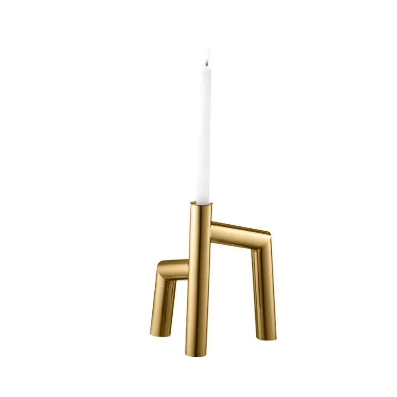 Designer Golden Plated Stainless Steel Escora Candlestick Designer Golden Plated Stainless Steel Escora Candlestick