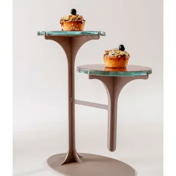 My Glass Studio Petit Fours Stand, Gold - Set of 2 - 23.6 x 13.9 x 25.2 cm