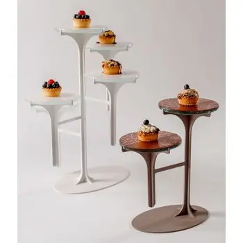 My Glass Studio Petit Fours Stand, White - Set of 2 - Dia: 13 cm, H: 40 cm