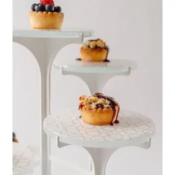 My Glass Studio Petit Fours Stand, Gold - Set of 2 - Dia: 13 cm, H: 40 cm