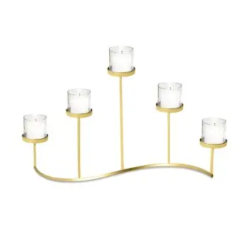 Designer Golden Plated Stainless Steel Leaf Candle Holder
