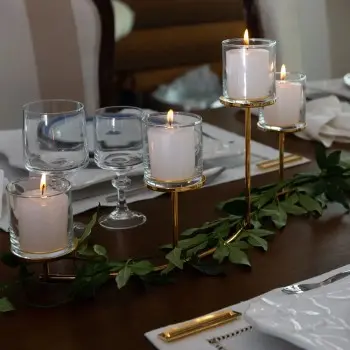 Designer Golden Plated Stainless Steel Leaf Candle Holder