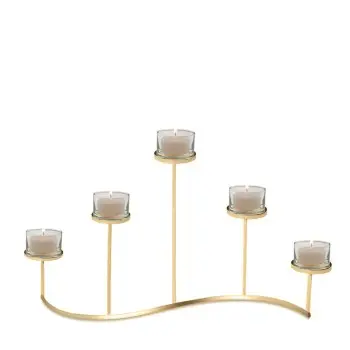 Designer Golden Plated Stainless Steel Leaf Candle Holder