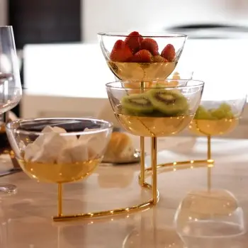 Designer Golden Plated Stainless Steel Fano Appetizer Holder