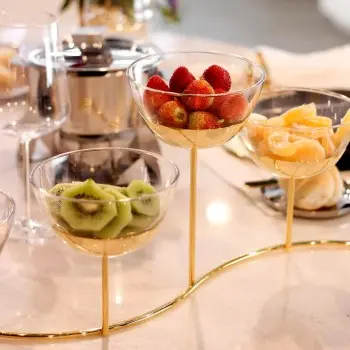 Designer Golden Plated Stainless Steel Fano Appetizer Holder