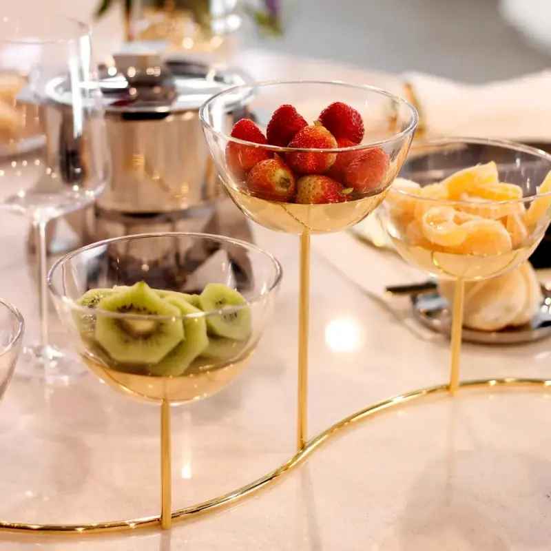 Designer Golden Plated Stainless Steel Fano Appetizer Holder Designer Golden Plated Stainless Steel Fano Appetizer Holder