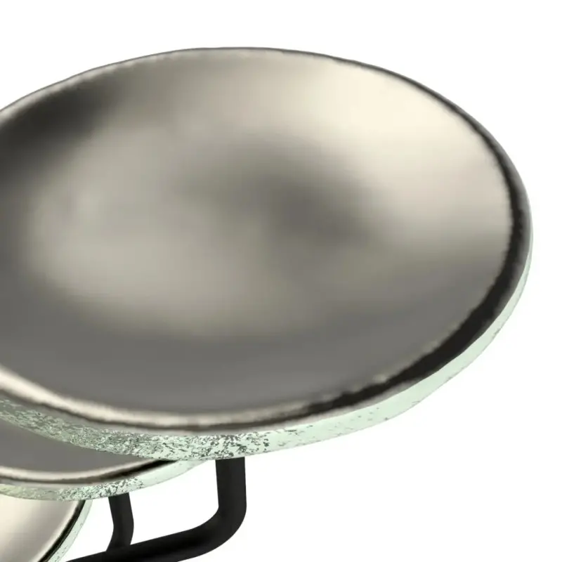My Glass Studio Petit Fours Stand, Silver - Dia: 26 cm, H: 34 cm