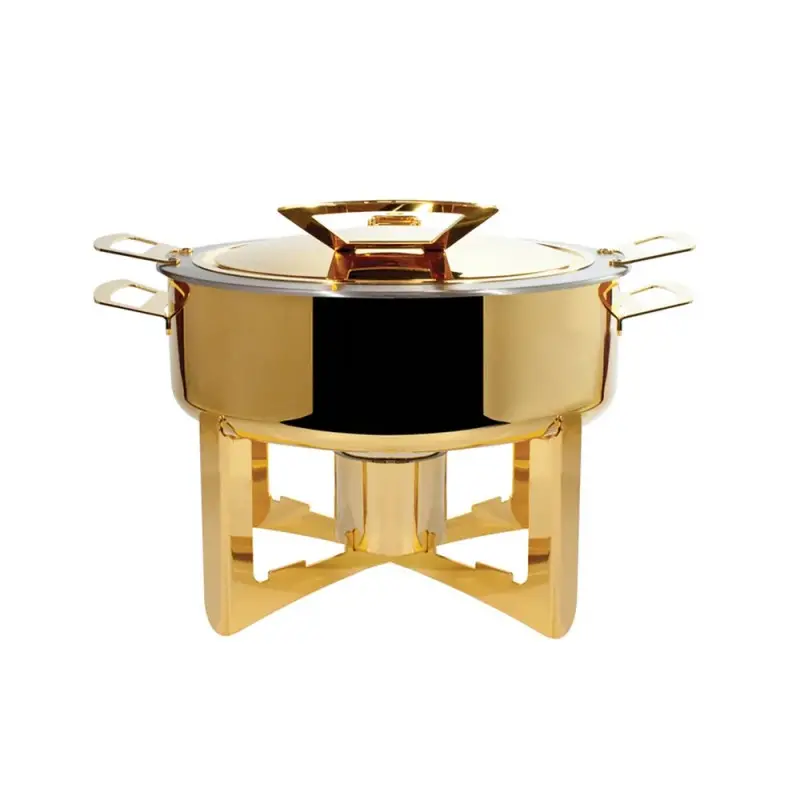 Designer Golden Plated Stainless Steel Riad Double Boiler Round 25 cm 4L