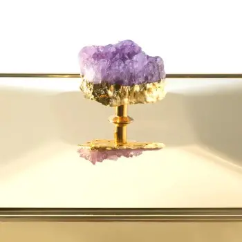 Designer Golden Plated Stainless Steel Riad Medium Double Boiler Rechaud with Stone 1 Porcelain 4L