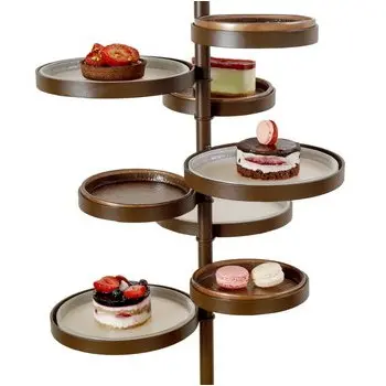 My Glass Studio Floor Tea Stand, Brown - Dia: 43 cm, H: 120 cm