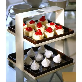 My Glass Studio 2 Tier Cake Stand, Cream - 19.0 x 19.0 x 21.0 cm