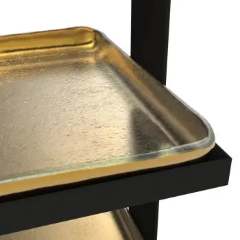 My Glass Studio 2 Tier Cake Stand, Gold - 19.0 x 19.0 x 21.0 cm