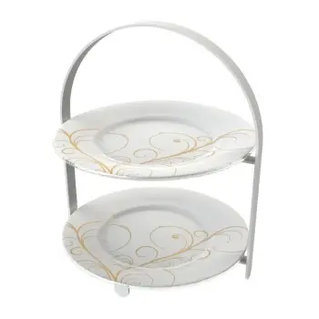 My Glass Studio 2 Tier Cake Stand, White - 27.0 x 25.5 x 32 cm