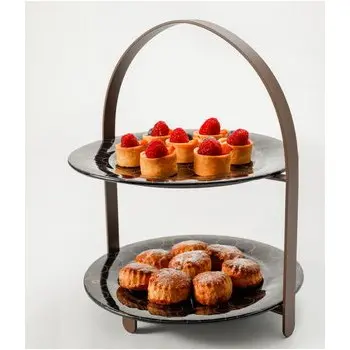 My Glass Studio 2 Tier Cake Stand, Cream - 27.0 x 25.5 x 32 cm