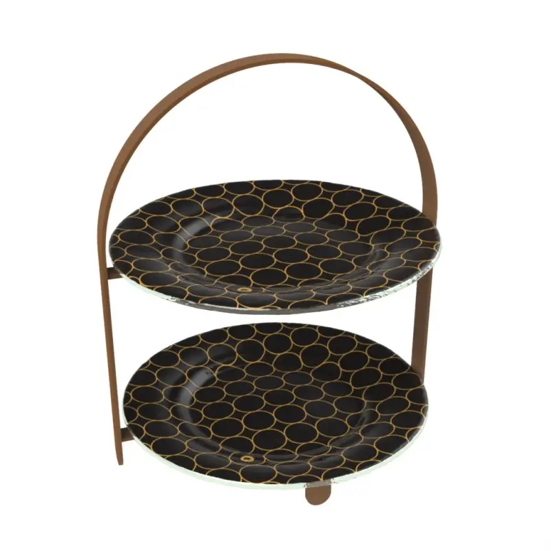 My Glass Studio 2 Tier Cake Stand, Black - 27.0 x 25.5 x 32 cm