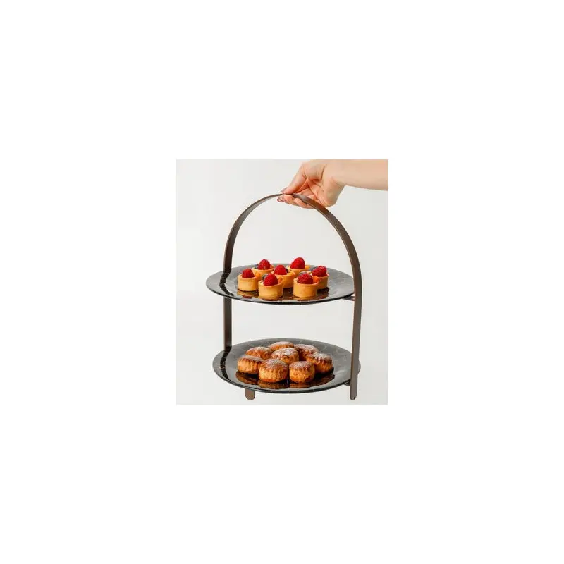 My Glass Studio 2 Tier Cake Stand, Black - 27.0 x 25.5 x 32 cm