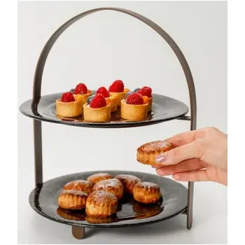 My Glass Studio 2 Tier Cake Stand, Black - 27.0 x 25.5 x 32 cm