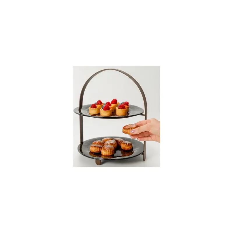 My Glass Studio 2 Tier Cake Stand, Black - 27.0 x 25.5 x 32 cm