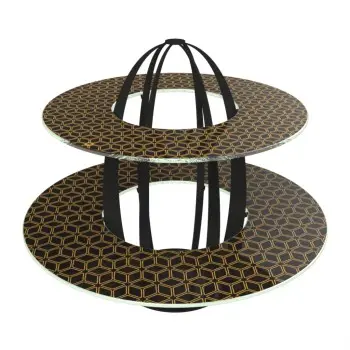 My Glass Studio 2 Tier Cake Stand, Black - Set of 2 - Dia: 42 cm, H: 35 cm