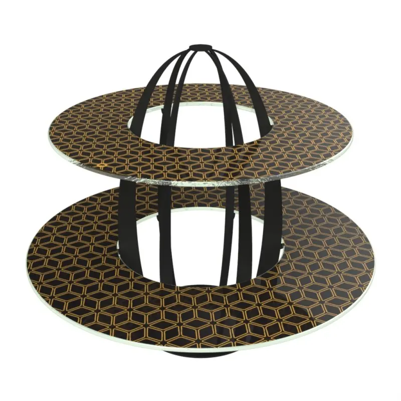 My Glass Studio 2 Tier Cake Stand, Black - Set of 2 - Dia: 42 cm, H: 35 cm
