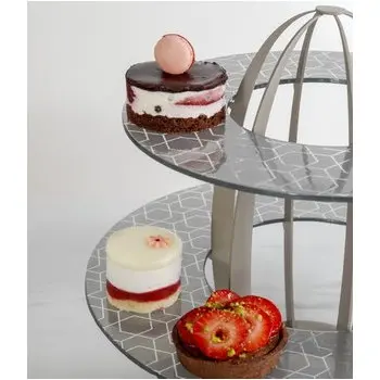 My Glass Studio 2 Tier Cake Stand, Black - Set of 2 - Dia: 42 cm, H: 35 cm