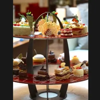 My Glass Studio 2 Tier Cake Stand, Black - Set of 2 - Dia: 42 cm, H: 35 cm