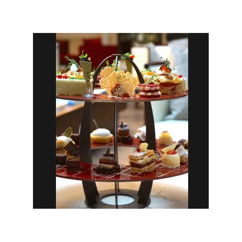 My Glass Studio 2 Tier Cake Stand, Black - Set of 2 - Dia: 42 cm, H: 35 cm