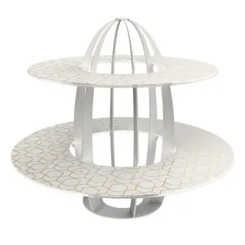 My Glass Studio 2 Tier Cake Stand, White - Set of 2 - Dia: 42 cm, H: 35 cm