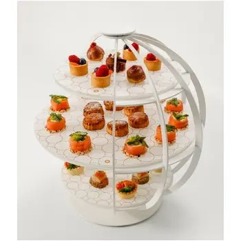 My Glass Studio Tea Stand, White - Set of 2 - Dia: 39 cm, H: 42 cm