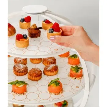 My Glass Studio Tea Stand, White - Set of 2 - Dia: 39 cm, H: 42 cm