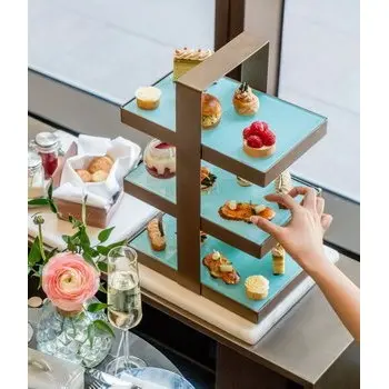 My Glass Studio Tea Stand, Black - Set of 2 - 29.0 x 18.4 x 43.2 cm