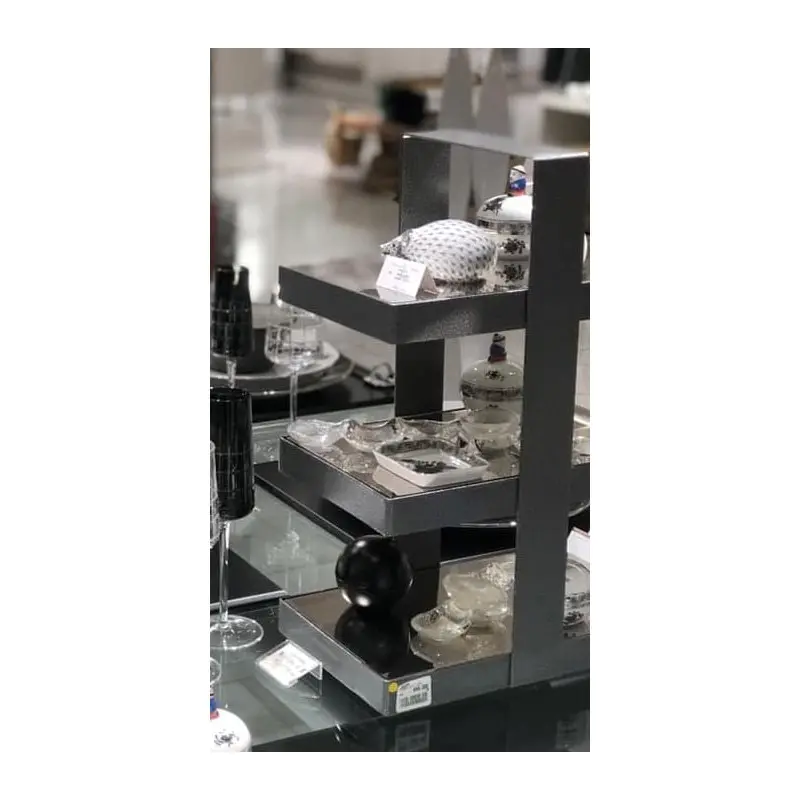 My Glass Studio Tea Stand, Black - Set of 2 - 29.0 x 18.4 x 43.2 cm
