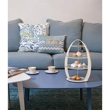 My Glass Studio Tea Stand, Cream - Set of 3 - Dia: 32 cm, H: 41 cm