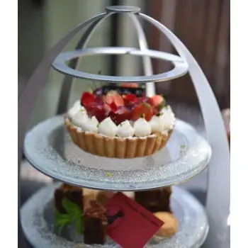My Glass Studio Tea Stand, White - Set of 3 - Dia: 32 cm, H: 41 cm